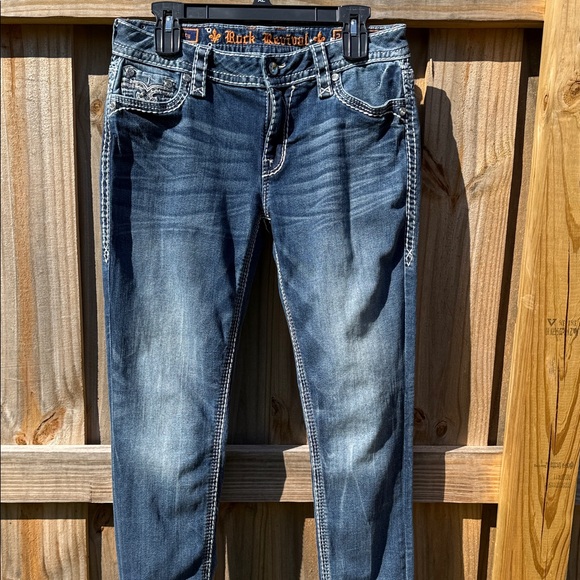 Rock revival Betty easy skinny size 29/30 open back pockets Blue Jeans # 04 - Picture 2 of 10